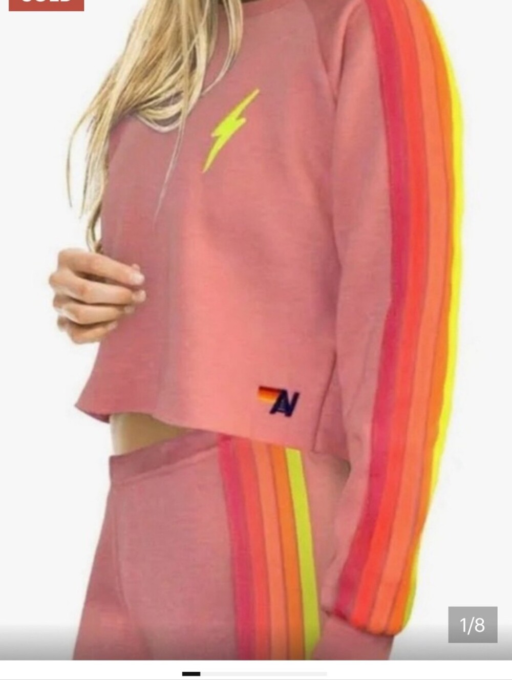 Aviator Nation Bolt Stitch Cropped Crew Sweatshirt M & Pants S